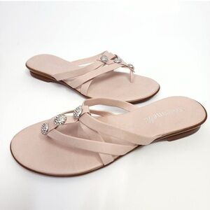 Toscanella Pink Sandals with Rhinestone Accents. Made in Italy